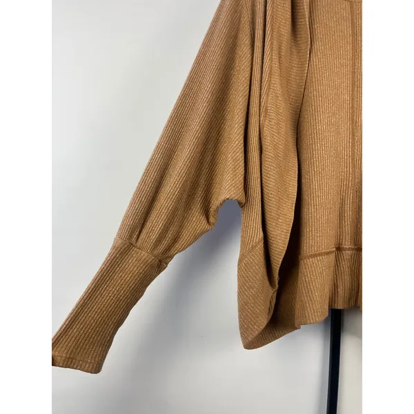 Maeve by Anthropologie Ribbed Open Front Cardigan Brown Dolman Sleeve Small - Image 2