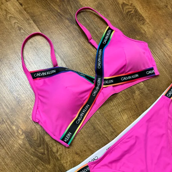 Calvin Klein Pink Branded Strappy Bikini Set Sz L/XL - Image 7