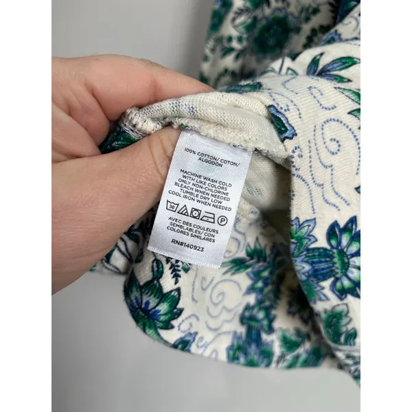 LOFT Green Floral Cotton Top Small Cottagecore Botanical Spring Sweater Shirt‎ - Image 8