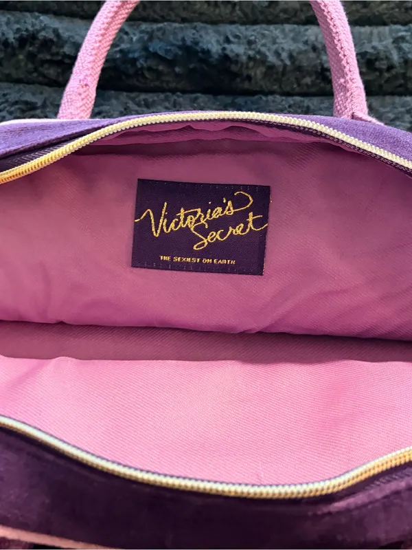 Victorias Secret Purple & Pink Heart Accent Women's Tote Bag - Image 6