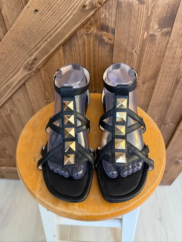 Isola Women’s Black Studded Gladiator Sandals Size 7.5M - Image 2