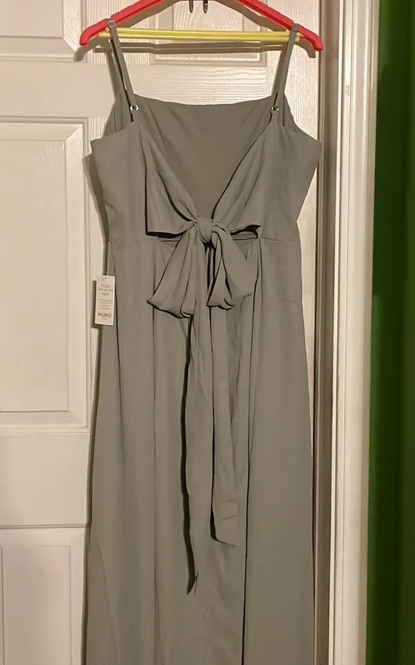 Show Me Your Mumu Lauren Tie Maxi Dress in Deep Sage Chiffon $148 NWT XXL - Image 8