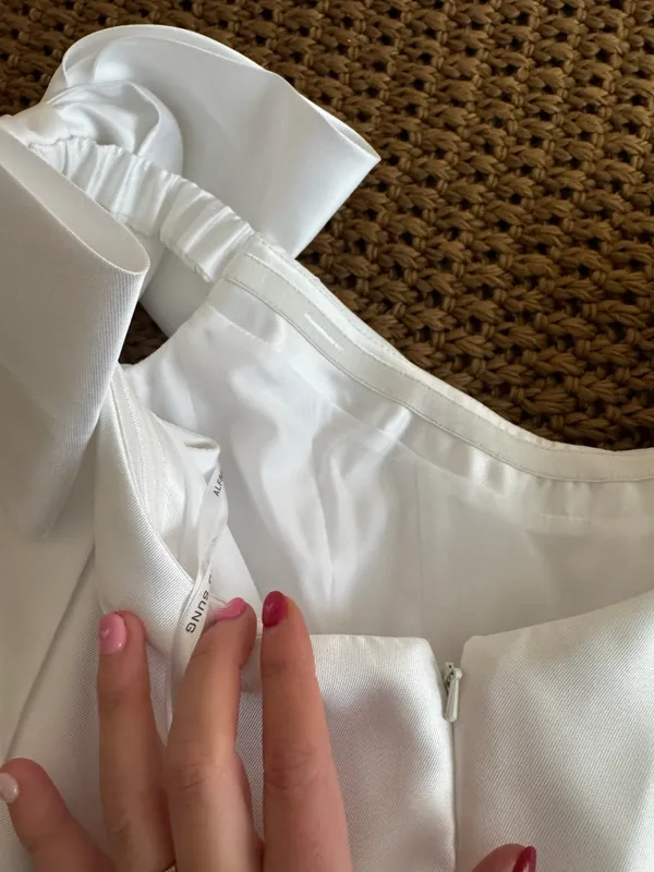 Alfred Sung White Corset Mini Dress With Bow Sleeves - Image 12