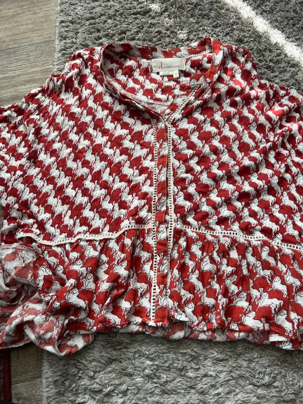 Anthropologie oversized XS horse print blouse - Image 5