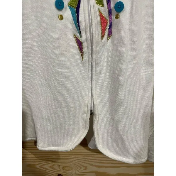 Bob Mackie Wearable Art Zip Up Sweater, size XL - Image 6