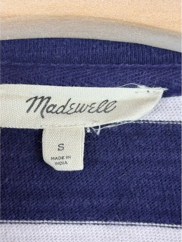 Madewell Rugby Polo Tee Navy White Stripe Oversized Coastal Preppy Size S - Image 6