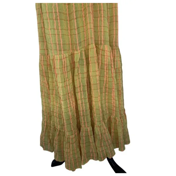 Free People $108 NWT Marigold Maxi Dress Plaid Cotton Woven Strappy Small - Image 8