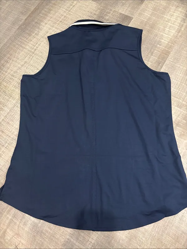 Belyn Key Navy Sleeveless Polo Top with White Collar - Image 3