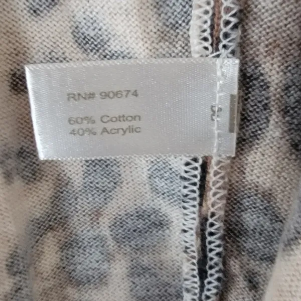Boston Proper Cardigan Womens XS Brown Leopard Print Open‎ Front Waterfall Knit - Image 5