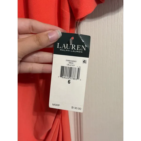 NWT Lauren Ralph Lauren Coral Puff Sleeve Ruched‎ Sheath Dress Minimalist Career - Image 5