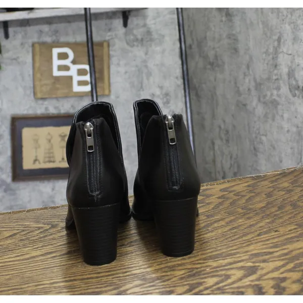 NEW Sun + Stone Womens Black V-Notched Sides Elizaa Pointed Toe Booties Black 8M - Image 7