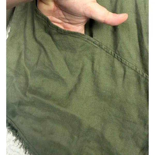 Free People Wrap Hoodie Womens S Green Hooded Military Fringe Button Lightweight - Image 5