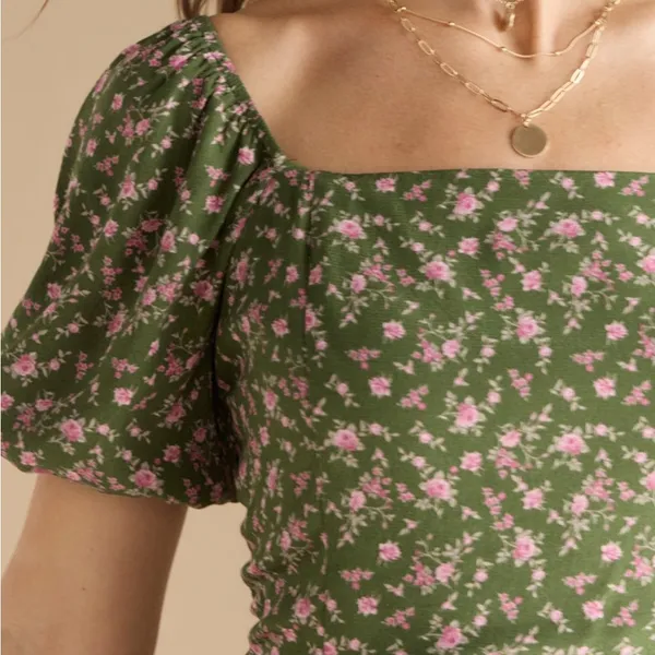 Francesca’s Floral Green Dress - Image 4