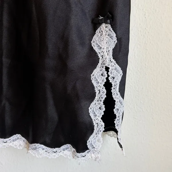 Victoria’s Secret Black & White Lace Slip Dress - Image 3