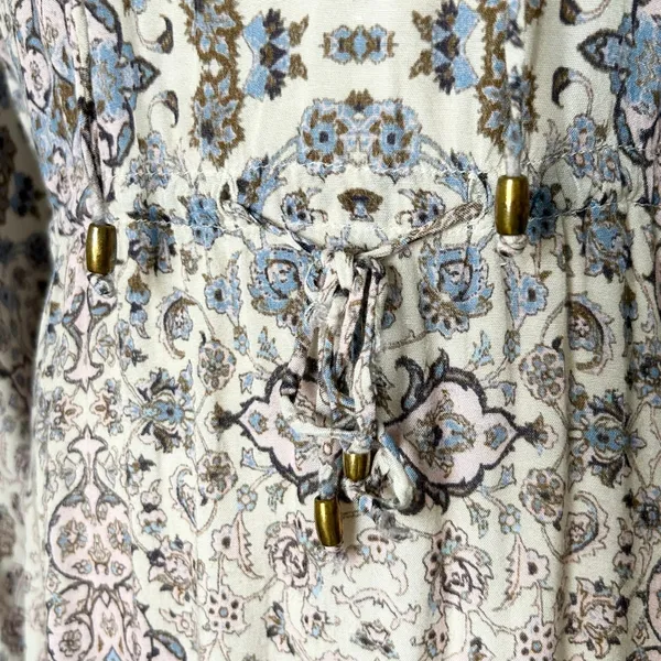 Roller Rabbit Blue Pink Floral Olaya Maxi Dress Long Sleeve Size Large - Image 5