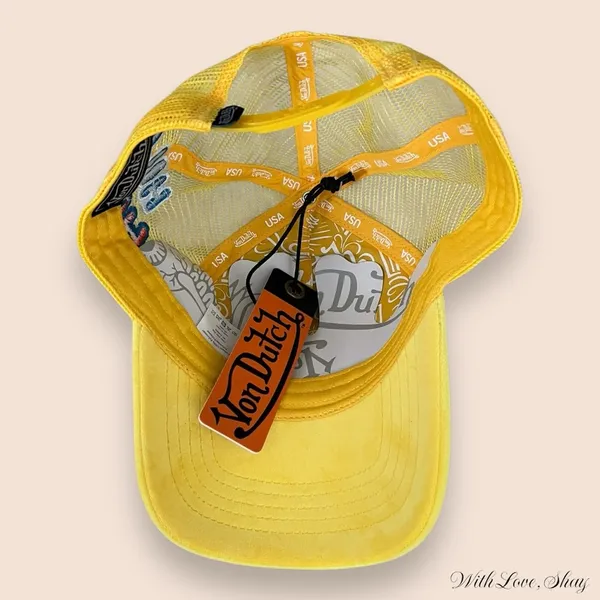 NWT Von Dutch Velvet Yellow Trucker Hat - Image 3