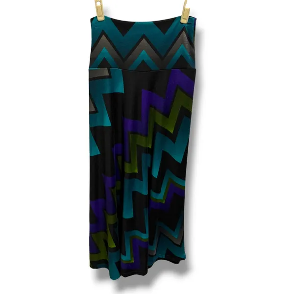 Sunny Leigh Womens Chevron Maxi Skirt Teal Purple Green Geometric‎ A-Line Size S - Image 3