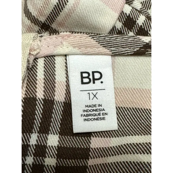 BP Brown Cream Tartan Plaid Mini Dress 1X Spaghetti Strap Sleeveless NWOT Preppy - Image 8