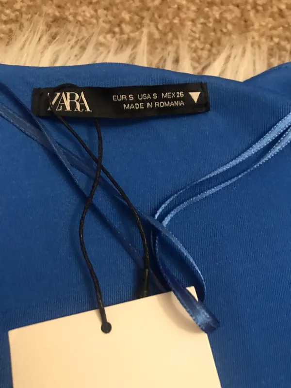 ZARA New with tags Blue Satin Effects Belted dress. - Image 8