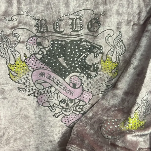 BCBGMAXAZRIA Pink Misted Grape Velour Tracksuit XL - Image 9
