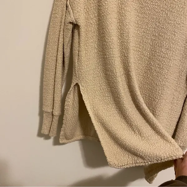 Aerie Tan Cotton and Acrylic Knit Crewneck Sweater size Small - Image 7