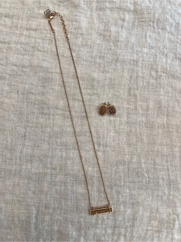 (SET) Kendra Scott Rose Gold Bar Druzy Necklace and Ellie Rose Druzy - Image 3