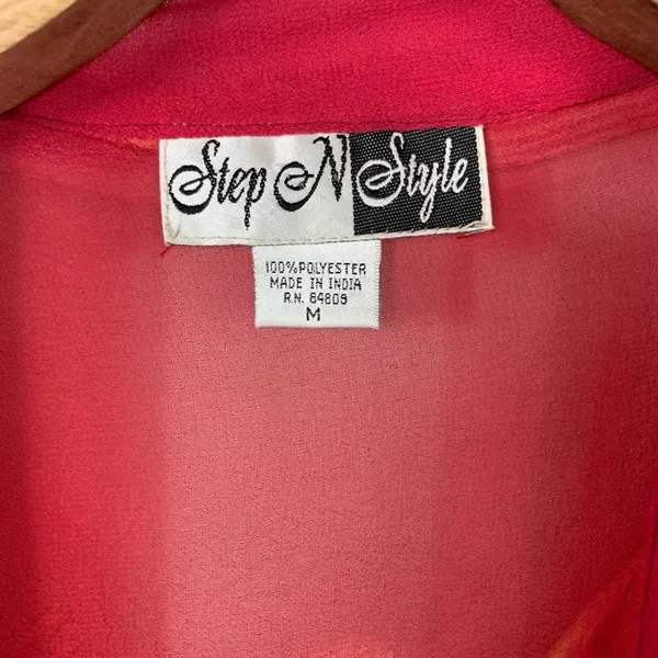 Pink Sheer Swim Coverup Caftan Art To Wear Boho Glam Sz Medium - Image 7