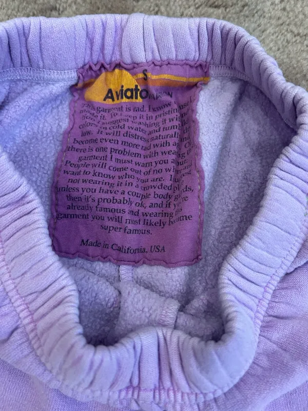 Aviator Nation Neon Purple Logo Sweatpants. Size Large - Image 4