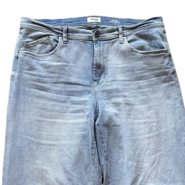 Kensie High Rise Wide Leg Light Wash Blue Stretch 5-Pocket Frayed Hem Jeans 14 - Image 2