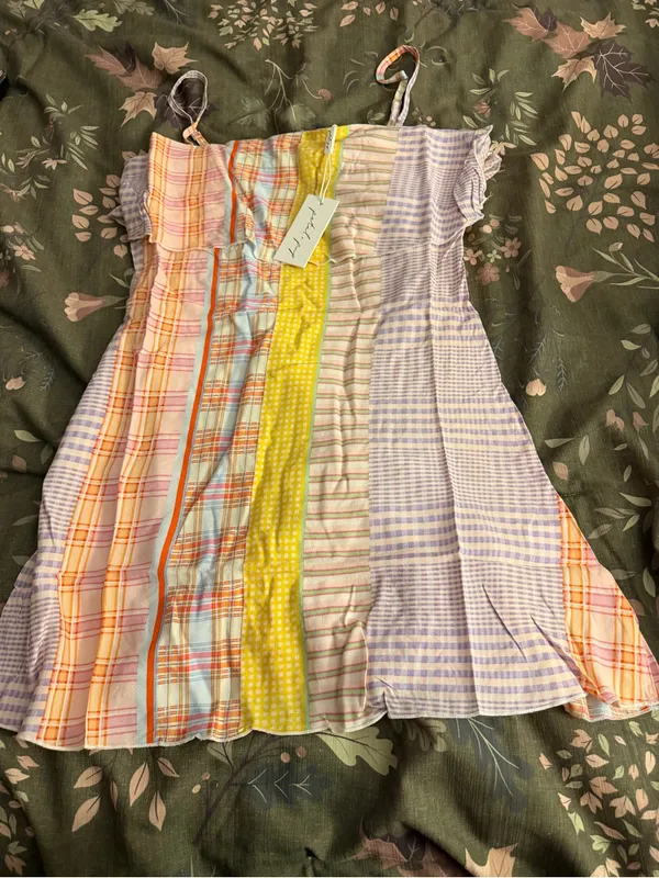 Petal & Pup Pastel Multicolor Patchwork Midi Dress - Image 4