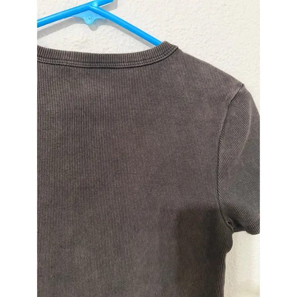Texas Rodeo Women Top Size XL Cowboy Club Fort Worth Ribbed‎ Crop Washed Black - Image 4