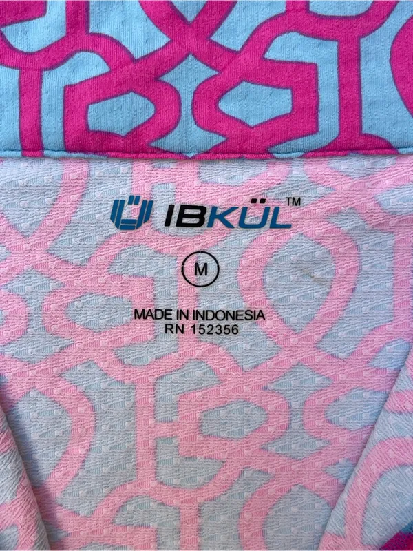 IBKÜL Pink Blue Carolyn Geometric UPF 50+ Sun shirt quarter zip polo golf M - Image 2