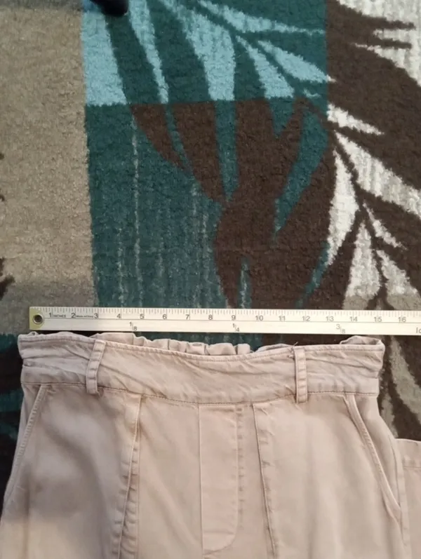 YFB paperbag Waist Wide Leg Cropped Pants Tensel Coastal Summer Womens L - Image 7