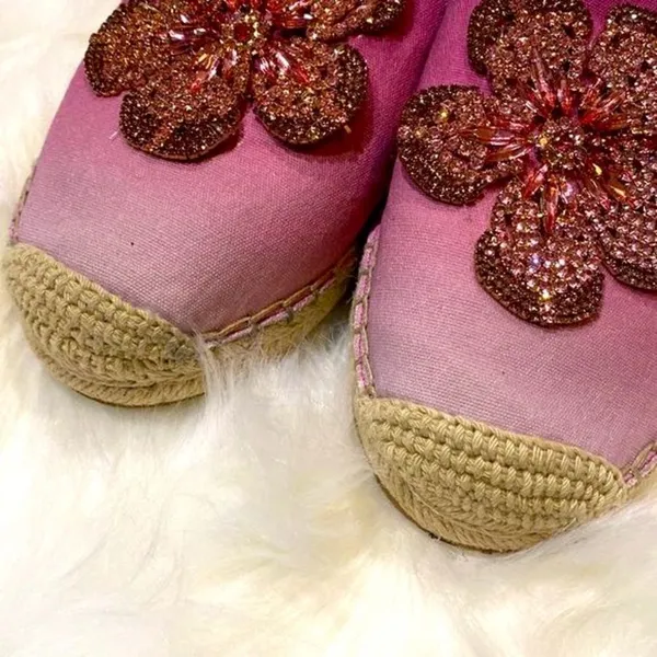 White House | Black Market JEWELE CANVAS‎ OMBRÉ ESPADRILLE SLIDES 7 A20 - Image 5