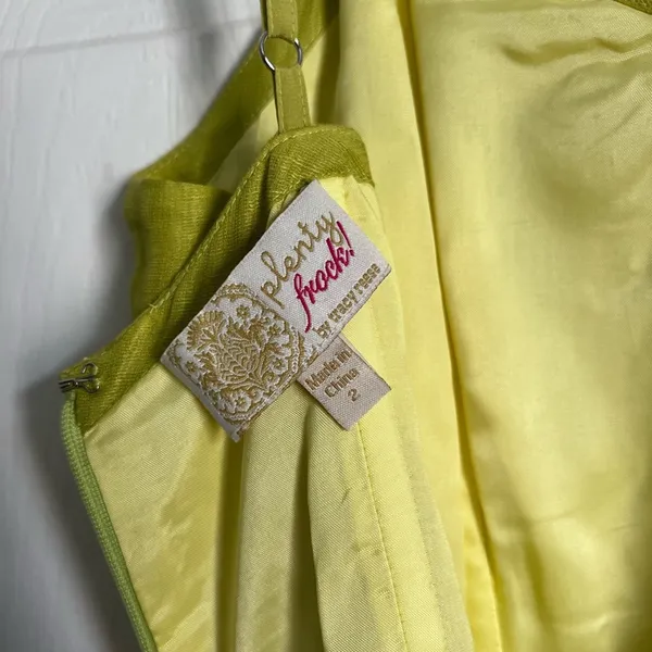 Anthropologie Plenty Tracy Reese Linen Silk Chartreuse Sundress Size 2 - Image 5