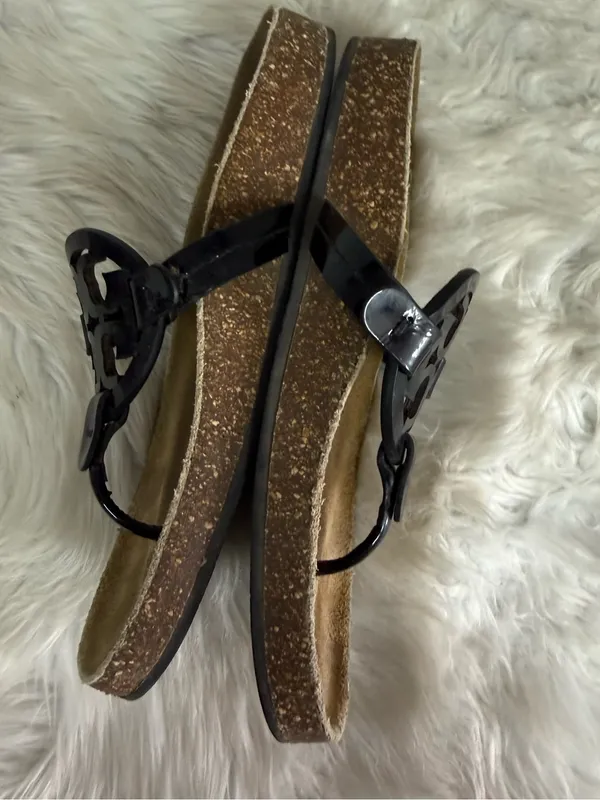 Tory Burch Miller Cloud Sandals Black Logo Thong Sandals Size 6.5 - Image 8
