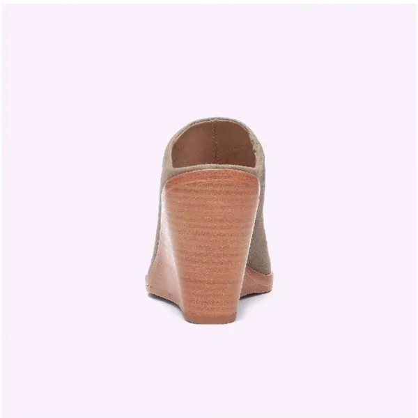 Joie Suede Wedge Mules Womens 38 Tan Wood Heel‎ Slip On Excellent Boho Casual - Image 4