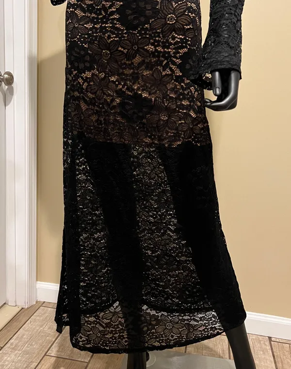 Long Lace Slim Maxi Dress Slim Fit Bodycon Dress Long Sleeve - Image 4