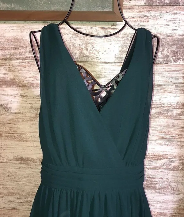 Lulus bridesmaids Thoughts of Hue Emerald Green Surplice Maxi Dress medium​​ - Image 6