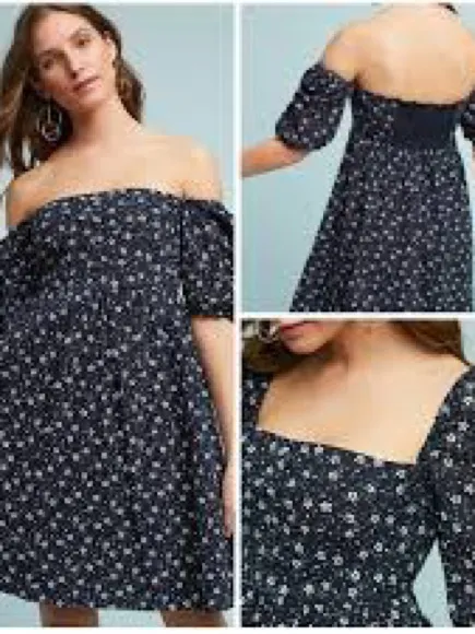 Maeve Navy Floral Off-Shoulder Mini Dress 1098 - Image 2