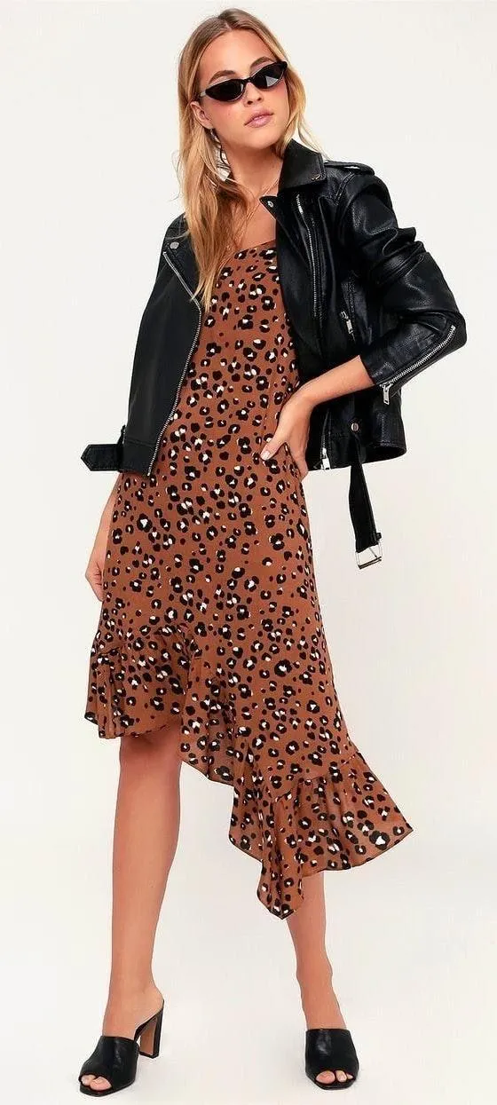 Cheetah Midi Asymmetrical Dress - Image 2