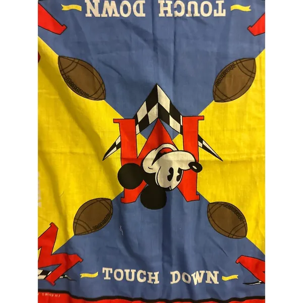 Vintage Disney Mickey Mouse Football Touchdown‎ Bandana Scarf 100% Cotton VGUC - Image 2