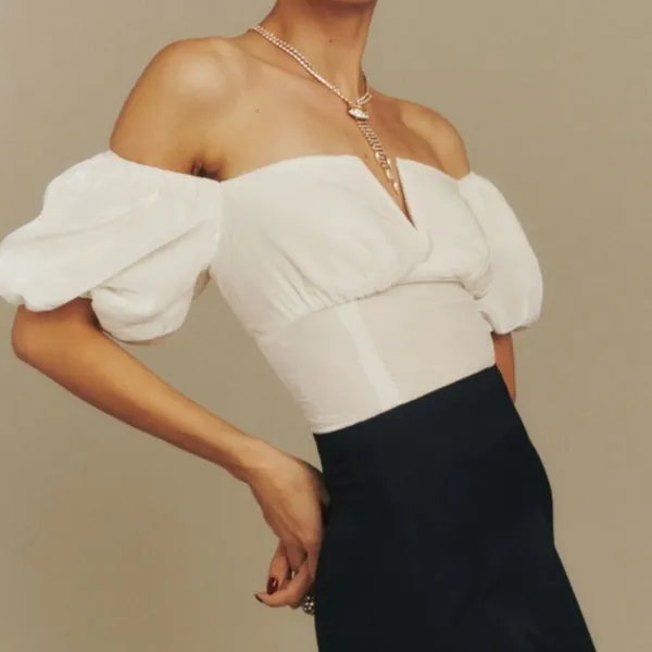 Reformation Amina Velvet Top Size 8 Fior Di Latte Corset Bodice Romantic - Image 2