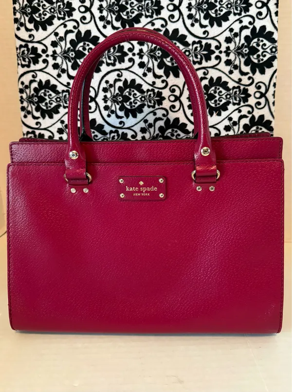 Kate Spade Wellesley Durham Small Pebbled Satchel in Burgundy - Image 4
