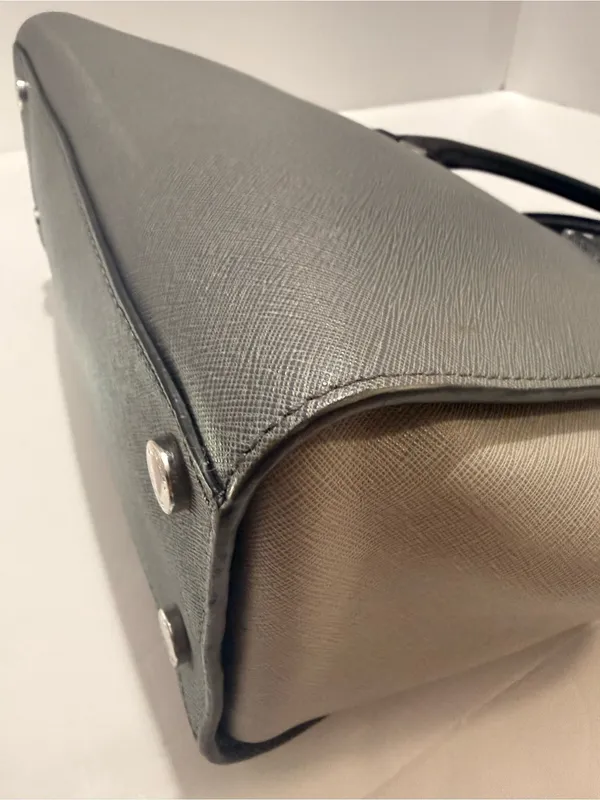 Michael Kors Gray & Black Saffiano Leather Medium Satchel - Image 10