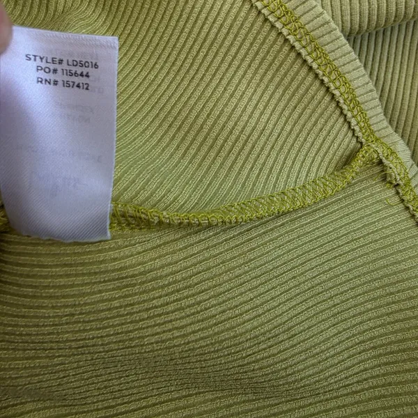Lulus NWT Chartreuse Green One Shoulder Ribbed Ruched Midi Dress LD5016 Womens L - Image 6