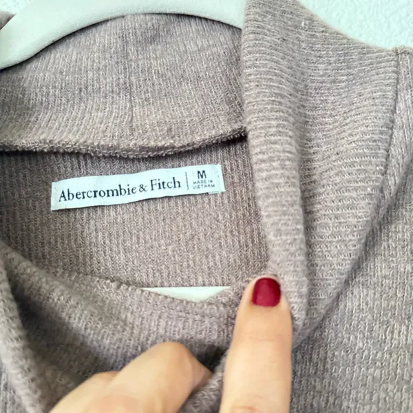 Abercrombie & Fitch Exclusive Online Taupe Cozy Knit Dress Mock Neck - Image 4