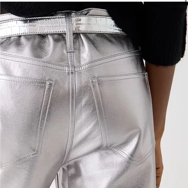 J. Crew Full-length demi-boot pant‎ in metallic faux leather 26T Tall holiday - Image 11