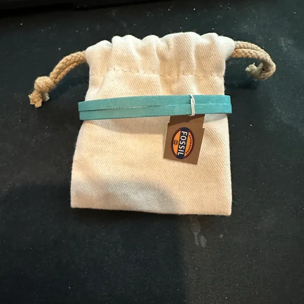 Fossil Leather Bracelet With Rhinestone Lock Charm - Image 4