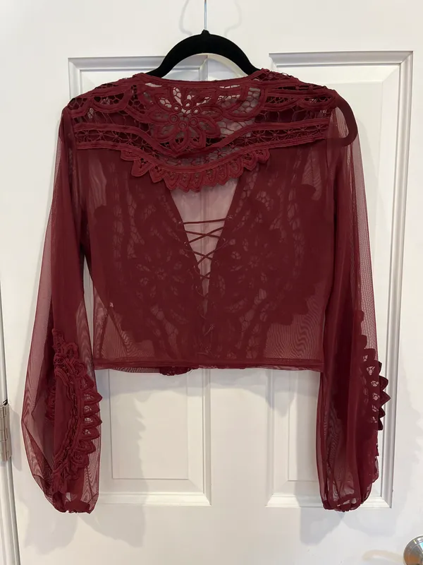 Forever 21 Lace Up Mesh Long Sleeve - Image 2